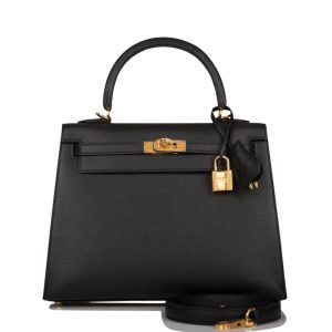 Hermès Kelly Sellier 25 Black 89 Epsom 2024 W