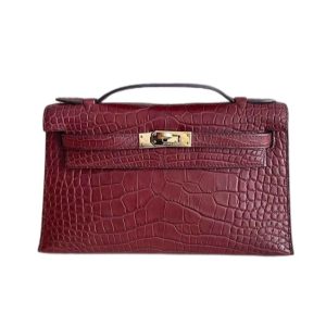 Hermès Kelly Pochette Bourgogne  F5 Alligator Matt 2015 T