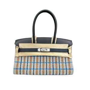 Hermès Birkin Shoulder Black 89, Blue Zanzibar  B3, Ecru Toile, Swift 2025 W