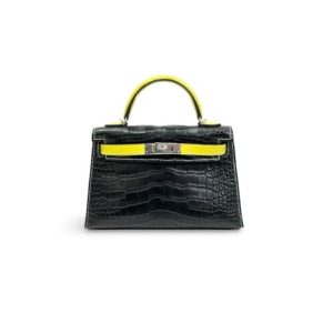 Hermès Kelly HSS 20 Black 89, Lime 9R Alligator Matt 2024 W