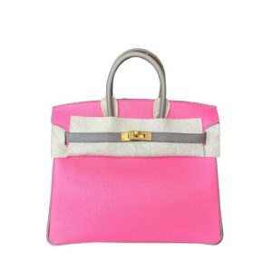 Hermès Birkin Bicolor 25 Etoupe  18, Rose Azalee 8W Epsom 2018 C