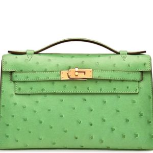 Hermès Kelly Pochette Vert Yucca A8 Ostrich 2024 W