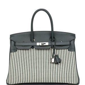 Hermès Birkin  35 Vert Anglais 2Q, Vert Fonce 67 Toile Riga, Swift 2016 X