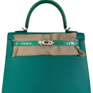 Hermès Kelly Bicolor & Touch 25 Vert Jade O6, Vert Veronese 6H Madame, Alligator Shiny 2022 U