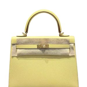 Hermès Kelly Sellier 25 Jaune Poussin 1Z Epsom 2021 Z