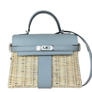 Hermès Kelly Picnic 20 Blue Glacier 8U Swift, Wicker 2025 W