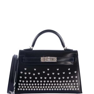 Hermès Kelly Clouté 20 Black 89 Box 2024 W