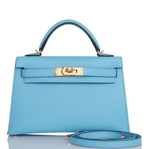 Hermès Kelly Sellier 20 Blue Celeste 7N Epsom 2022 U
