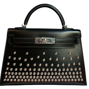 Hermès Kelly Clouté 20 Black 89 Box 2024 W