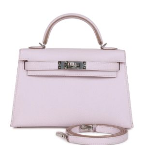 Hermès Kelly Sellier 20 Mauve Pale 09 Epsom 2024 W