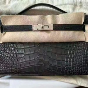 Hermès Kelly Pochette Black 89 Alligator Matt W